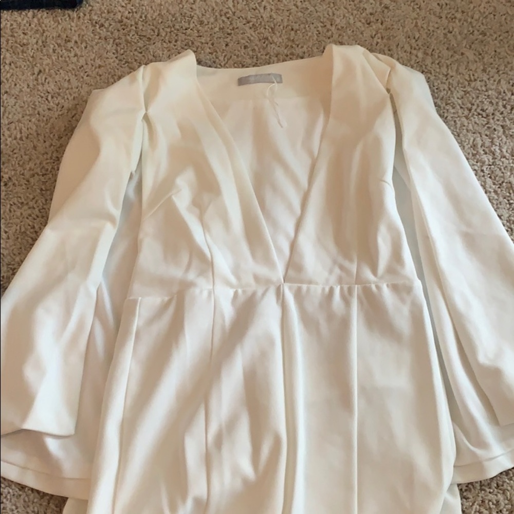 White Nasty Gal Jumpsuit With Cape Low Cut Long